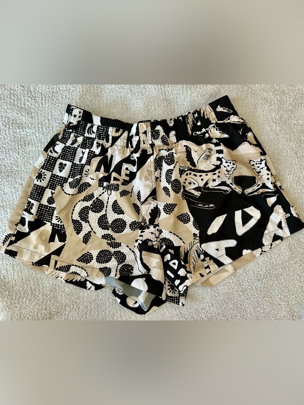 adidas Black and Cream Graphic Women's Shorts